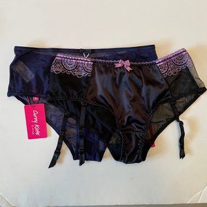 BNWT Curvy Kate Bardot Suspender Brief Victory Black Lavender Navy Panty Small